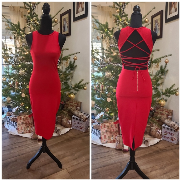WORN ONCE! - SWEET COLLECTION - Sexy Red Form-fitting party dress! Size Small - Picture 3 of 5